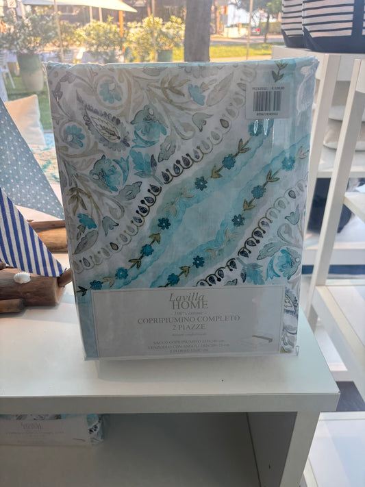 Completo copripiumino matrimoniale fantasia cotone